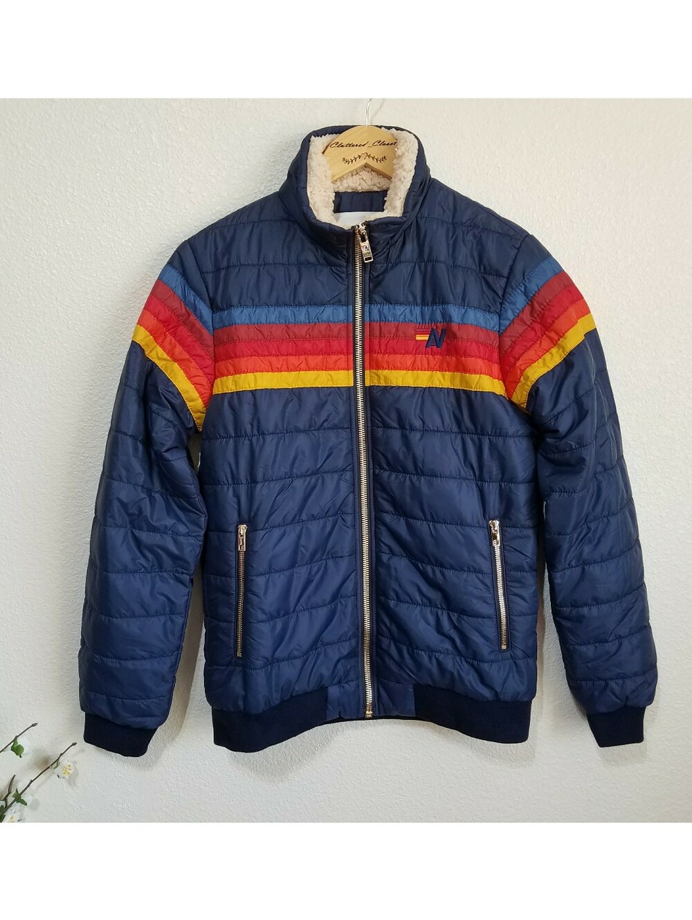 AVIATOR NATION 5 STRIPE JACKET IN NAVY